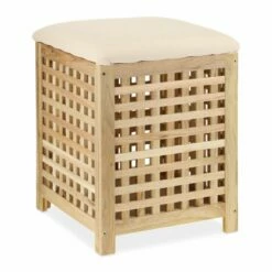 Panier à Linge Avec Siège En Bois