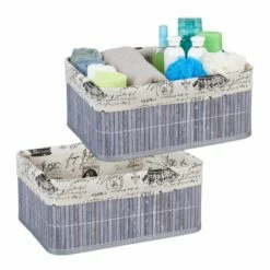 2x Paniers De Rangement En Bambou Motifs