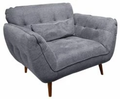 Fauteuil Capitonné Tissu Gris Chiné GALY