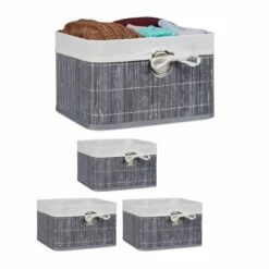4x Corbeilles Panier De Rangement Bambou