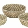 Set 3 Paniers Rond Paille Naturel/blanc