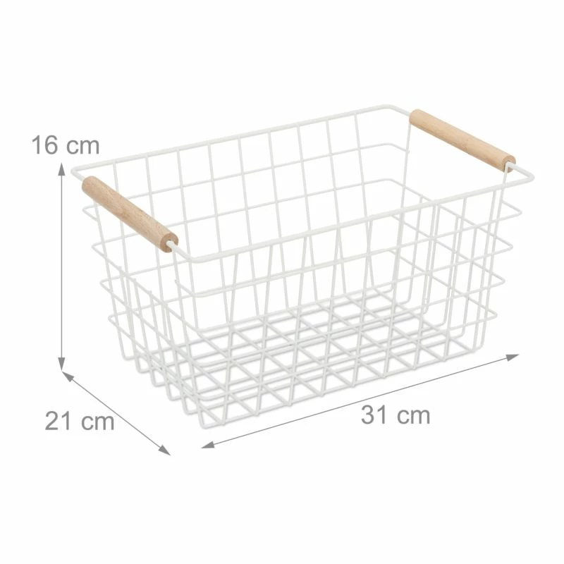 1x Panier Fil De Fer Poignées Bois Noir 17 1x Panier Fil De Fer Poignées Bois Noir – Image 15