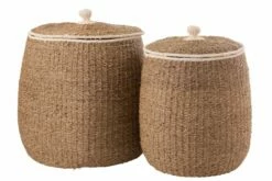 Set De 2 Panier + Couvercle Bord Blanc