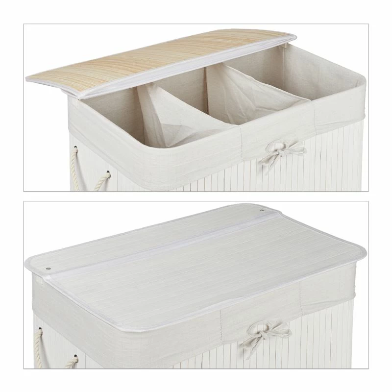 Panier à Linge En Bambou 3 Compartiments 16 Panier à Linge En Bambou 3 Compartiments – Image 14