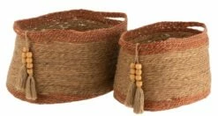 Set De 2 Paniers Ovales Avec Perles