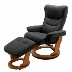Fauteuil De Relaxation Westerwald -Home24 Soldes echtleder relaxsessel westerwald mit hocker schwarz 1426110