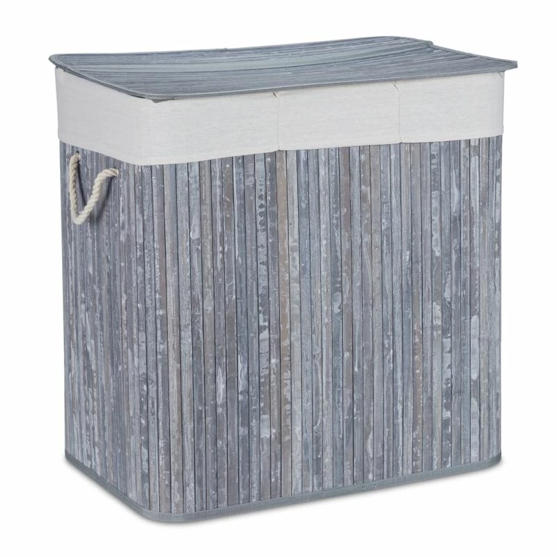 Panier à Linge En Bambou 3 Compartiments 3 Panier à Linge En Bambou 3 Compartiments