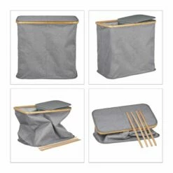 Panier à Linge 2 Compartiments Gris -Home24 Soldes f2edc97f45df4be89ee14835287cd5b4