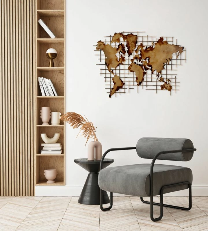 Sculpture Murale Métal Golden World 8 Sculpture Murale Métal Golden World – Image 6