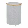 Panier à Linge Rond En Tissu Et Bambou