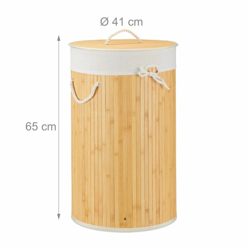 3x Panier à Linge Bambou Rond Blanc 19 3x Panier à Linge Bambou Rond Blanc – Image 17