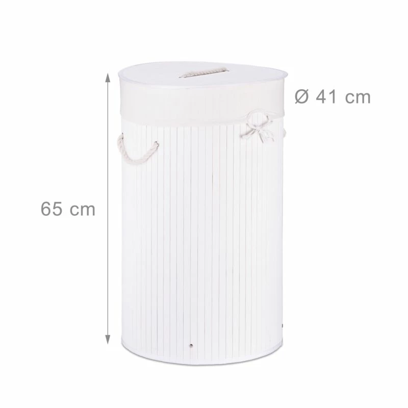 3x Panier à Linge Bambou Rond Blanc 11 3x Panier à Linge Bambou Rond Blanc – Image 9