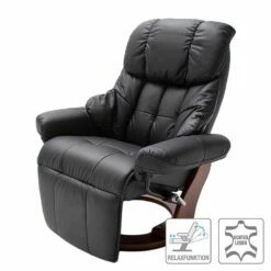 Fauteuil Relaxation Grunewald II -Home24 Soldes relaxsessel grunewald ii echtleder kunstleder schwarz walnuss dekor 1474110