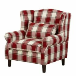 Fauteuil à Oreilles Colmar XL -Home24 Soldes sessel corteen webstoff rot beige 4283740