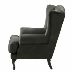 Fauteuil à Oreilles Miscol -Home24 Soldes sessel miscol antiklederlook mit hocker dunkelgrau 4886432