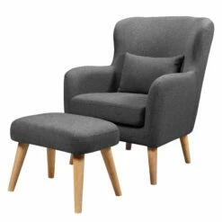 Fauteuil Ribolt -Home24 Soldes sessel ribolt mit hocker webstoff dunkelgrau 5214292