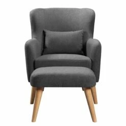 Fauteuil Ribolt -Home24 Soldes sessel ribolt mit hocker webstoff dunkelgrau 5214296